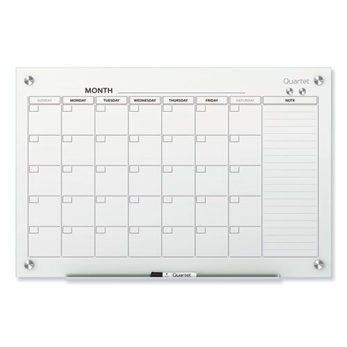 Image of Quartet® GC3624F Infinity Magnetic Glass Calendar Board, Monthly Planning/Scheduling, 36" x 24", White Surface