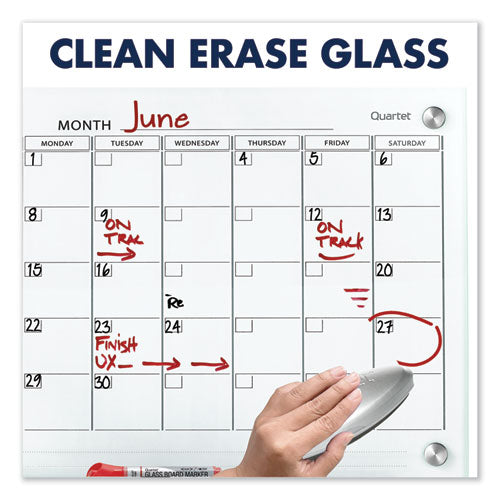 Image of Quartet® GC3624F Infinity Magnetic Glass Calendar Board, Monthly Planning/Scheduling, 36" x 24", White Surface