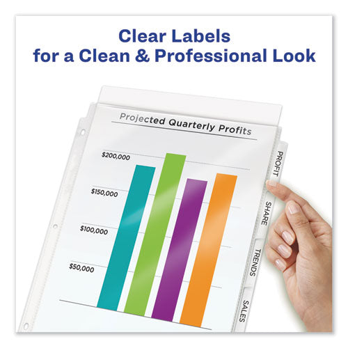 Image of Avery® 75500 Print And Apply Index Maker Clear Label Sheet Protector Dividers With White Tabs, 5-Tab, 11 X 8.5, White, 1 Set