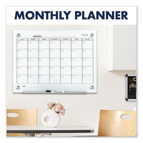 Image of Quartet® GC3624F Infinity Magnetic Glass Calendar Board, Monthly Planning/Scheduling, 36" x 24", White Surface