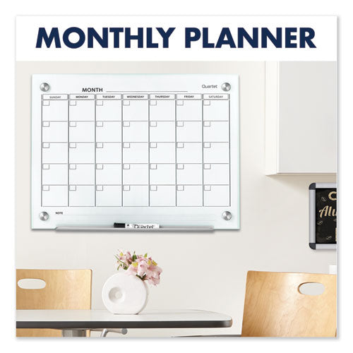 Image of Quartet® GC4836F Infinity Magnetic Glass Calendar Board, Monthly Planning/Scheduling, 48" x 36", White Surface