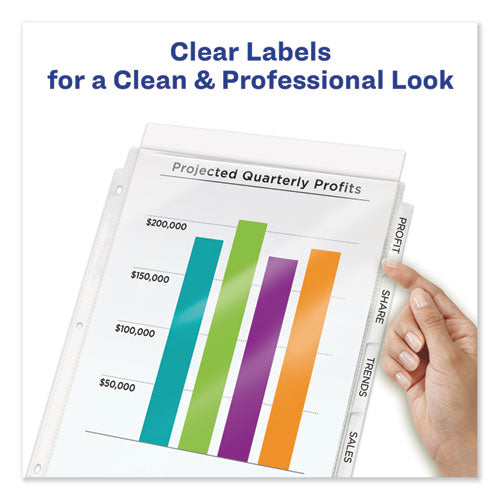 Image of Avery® 75501 Print And Apply Index Maker Clear Label Sheet Protector Dividers With White Tabs, 8-Tab, 11 X 8.5, Clear, 1 Set