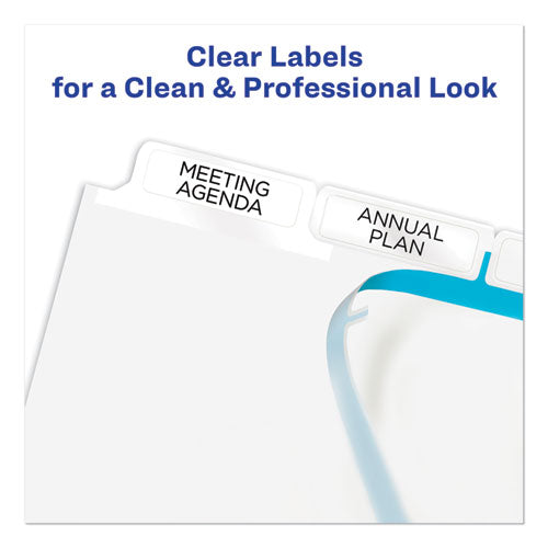 Image of Avery® 11492 Print and Apply Index Maker Clear Label Dividers, Big Tab, 5-Tab, White Tabs, 11 x 8.5, White, 5 Sets