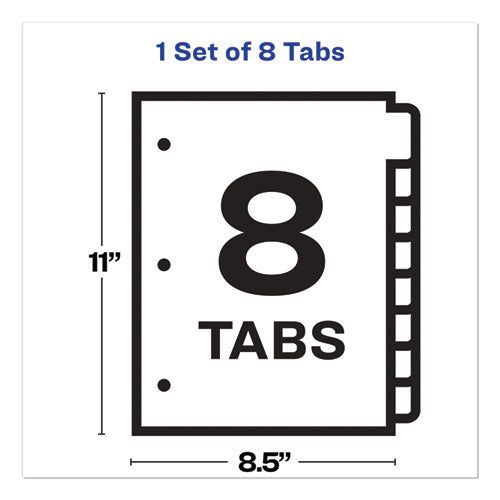 Image of AveryÂ® Print and Apply Index Maker Clear Label Plastic Dividers w/Printable Label Strip, 8-Tab, 11 x 8.5, Frosted Clear Tabs, 1 Set