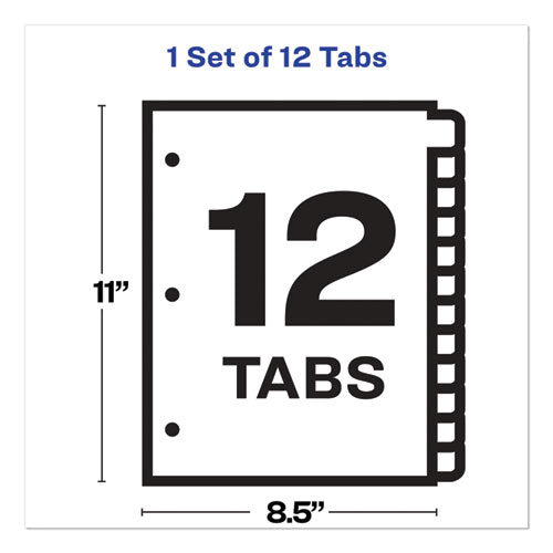 Image of Avery® 11428 Print and Apply Index Maker Clear Label Dividers, 12-Tab, White Tabs, 11 x 8.5, White, 1 Set