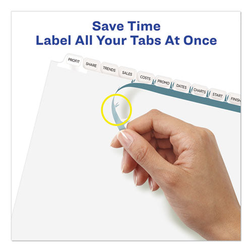 Image of Avery® 11428 Print and Apply Index Maker Clear Label Dividers, 12-Tab, White Tabs, 11 x 8.5, White, 1 Set