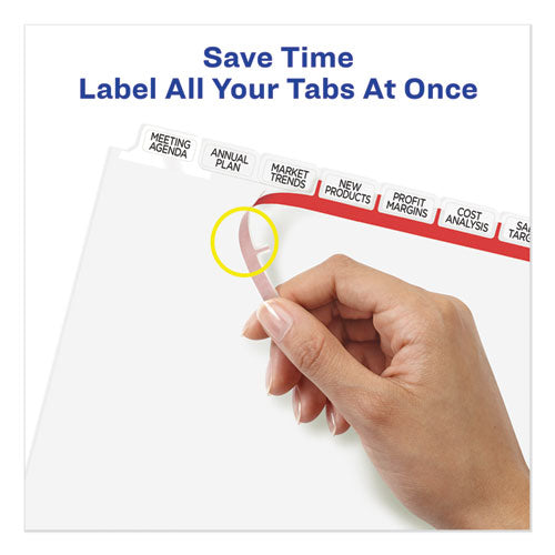Image of Avery® 11491 Print and Apply Index Maker Clear Label Dividers, Big Tab, 8-Tab, 11 x 8.5, White, 1 Set