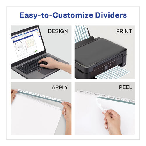 Image of Avery® 11428 Print and Apply Index Maker Clear Label Dividers, 12-Tab, White Tabs, 11 x 8.5, White, 1 Set