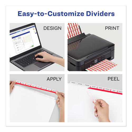 Image of Avery® 11417 Print and Apply Index Maker Clear Label Dividers, 8-Tab, 11 x 8.5, White, 1 Set
