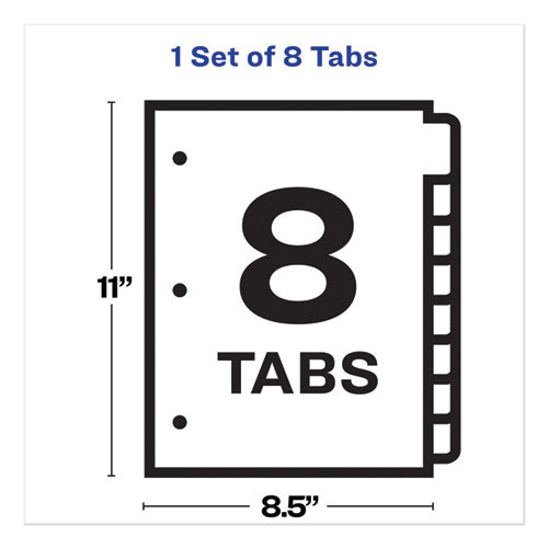 Image of Avery® 11491 Print and Apply Index Maker Clear Label Dividers, Big Tab, 8-Tab, 11 x 8.5, White, 1 Set