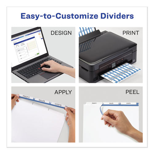 Image of Avery® 11442 Print and Apply Index Maker Clear Label Unpunched Dividers, 3-Tab, 11 x 8.5, White, 25 Sets
