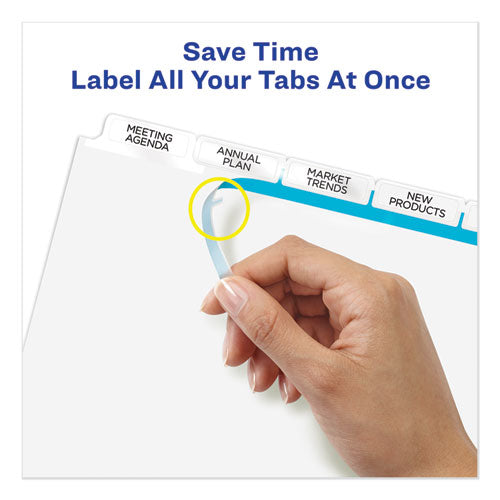 Image of Avery® 11492 Print and Apply Index Maker Clear Label Dividers, Big Tab, 5-Tab, White Tabs, 11 x 8.5, White, 5 Sets