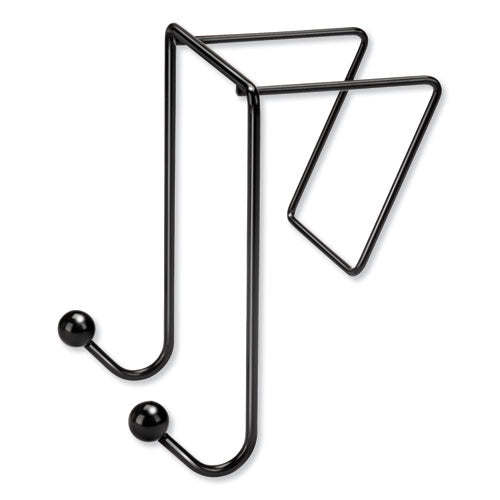 Image of Fellowes® 75510 Partition Additions Wire Double-Garment Hook, 4 x 5.13 x 6, Over-the Panel Mount,  Black