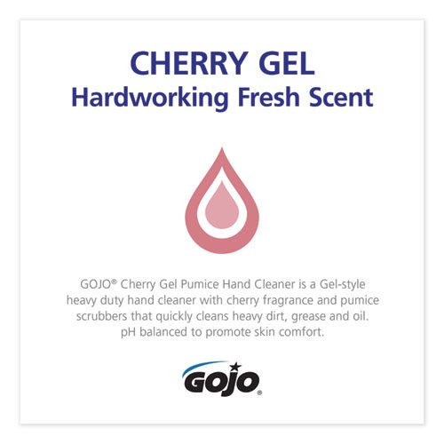 Image of GOJO® 7290-04 Cherry Gel Pumice Hand Cleaner Refill, Cherry Scent, 2,000 mL, 4/Carton