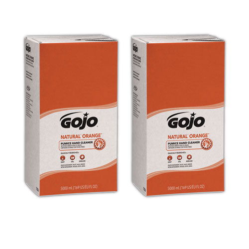 Image of GOJO® 7556-02 Natural Orange Pumice Hand Cleaner Refill, Citrus Scent, 5,000 Ml, 2/carton