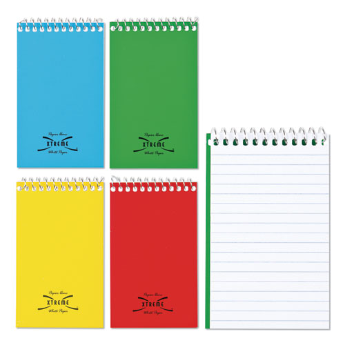 Image of National® 31120 Paper Blanc Xtreme White Wirebound Memo Pads, Randomly Assorted Cover Colors, Narrow Rule, (60) White 3 x 5 Sheets