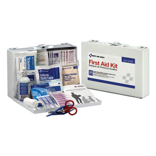 Image of First Aid Only 224-U/FAO First Aid Kit for 25 People, 107 Pieces, OSHA Compliant, Metal Case