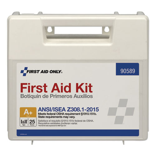 Image of First Aid Only 90589 Bulk ANSI 2015 Compliant First Aid Kit, Type I and II, 141 Pieces, Plastic Case