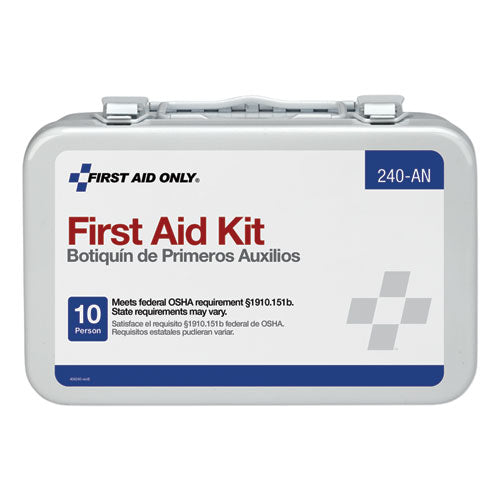 Image of First Aid Only 240-AN Unitized First Aid Kit For 10 People, 65 Pieces, Osha/ansi, Metal Case