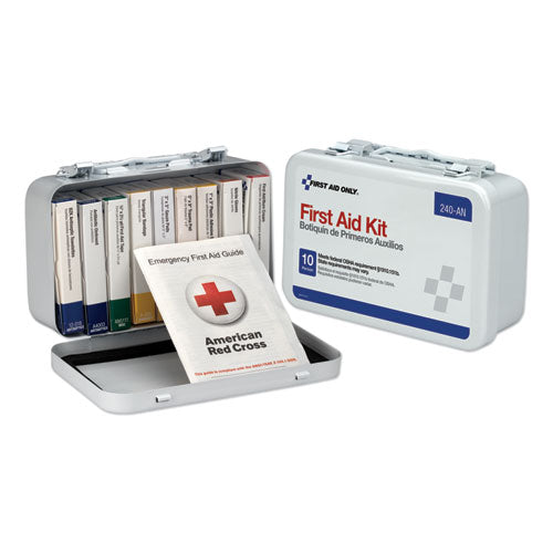 Image of First Aid Only 240-AN Unitized First Aid Kit For 10 People, 65 Pieces, Osha/ansi, Metal Case