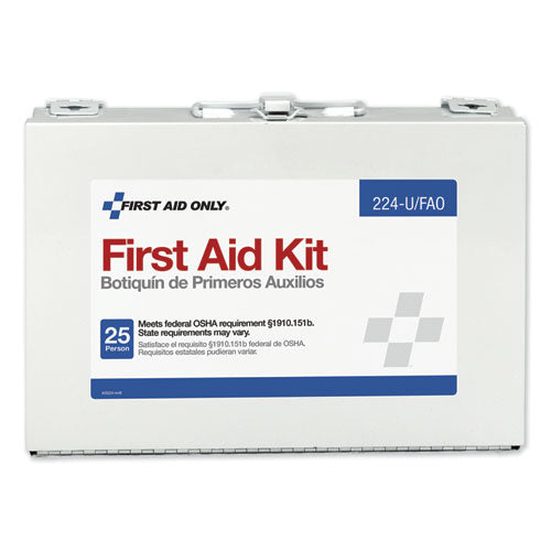 Image of First Aid Only 224-U/FAO First Aid Kit for 25 People, 107 Pieces, OSHA Compliant, Metal Case