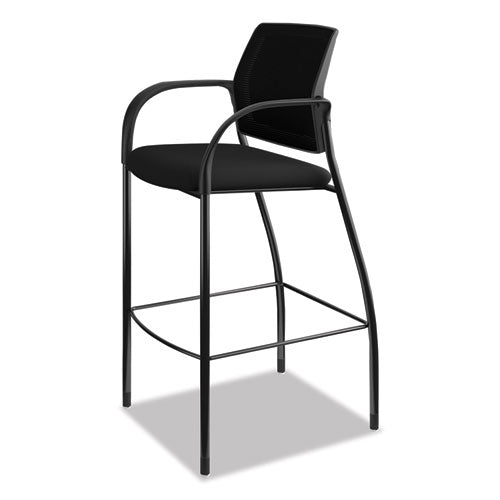Image of HON® HICS7.F.E.IM.CU10.T Ignition 2.0 Ilira-Stretch Mesh Back Cafe Height Stool, Supports Up to 300 lb, 31" High Seat, Black Seat/Back, Black Base