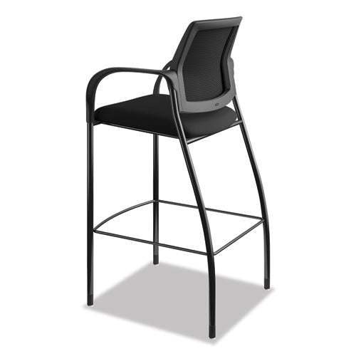 Image of HON® HICS7.F.E.IM.CU10.T Ignition 2.0 Ilira-Stretch Mesh Back Cafe Height Stool, Supports Up to 300 lb, 31" High Seat, Black Seat/Back, Black Base