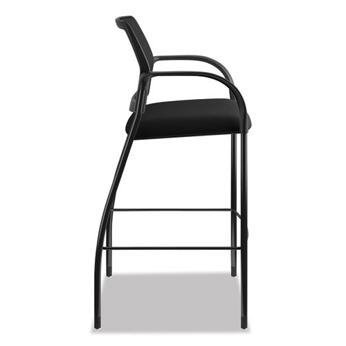 Image of HON® HICS7.F.E.IM.CU10.T Ignition 2.0 Ilira-Stretch Mesh Back Cafe Height Stool, Supports Up to 300 lb, 31" High Seat, Black Seat/Back, Black Base