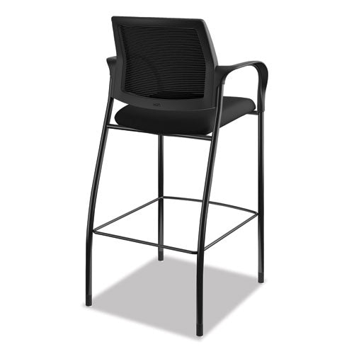Image of HON® HICS7.F.E.IM.CU10.T Ignition 2.0 Ilira-Stretch Mesh Back Cafe Height Stool, Supports Up to 300 lb, 31" High Seat, Black Seat/Back, Black Base