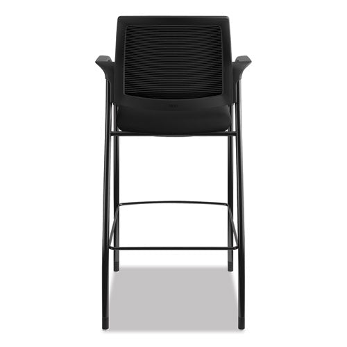 Image of HON® HICS7.F.E.IM.CU10.T Ignition 2.0 Ilira-Stretch Mesh Back Cafe Height Stool, Supports Up to 300 lb, 31" High Seat, Black Seat/Back, Black Base