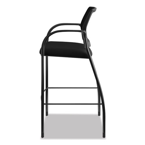 Image of HON® HICS7.F.E.IM.CU10.T Ignition 2.0 Ilira-Stretch Mesh Back Cafe Height Stool, Supports Up to 300 lb, 31" High Seat, Black Seat/Back, Black Base