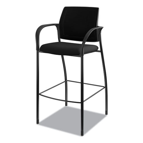 Image of HON® HICS7.F.E.IM.CU10.T Ignition 2.0 Ilira-Stretch Mesh Back Cafe Height Stool, Supports Up to 300 lb, 31" High Seat, Black Seat/Back, Black Base