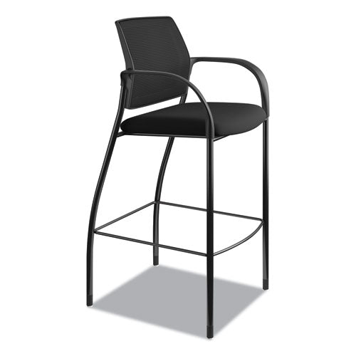 Image of HON® HICS7.F.E.IM.CU10.T Ignition 2.0 Ilira-Stretch Mesh Back Cafe Height Stool, Supports Up to 300 lb, 31" High Seat, Black Seat/Back, Black Base