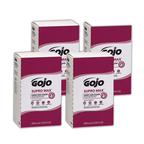 Image of GOJO® 7282-04 SUPRO MAX Heavy Duty Hand Cleaner, Refill for GOJO PRO TDX 2000 Dispenser, Cherry Fragrance, 2,000 mL, 4/Carton