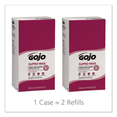 Image of GOJO® 7582-02 SUPRO MAX Heavy Duty Hand Cleaner, Refill for GOJO PRO TDX Touch-Free Dispenser, Cherry Scent, 5,000 mL, 2/Carton