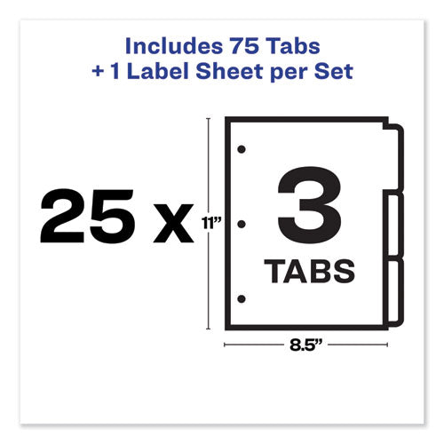 Image of Avery® 11445 Print and Apply Index Maker Clear Label Dividers, 3-Tab, White Tabs, 11 x 8.5, White, 25 Sets