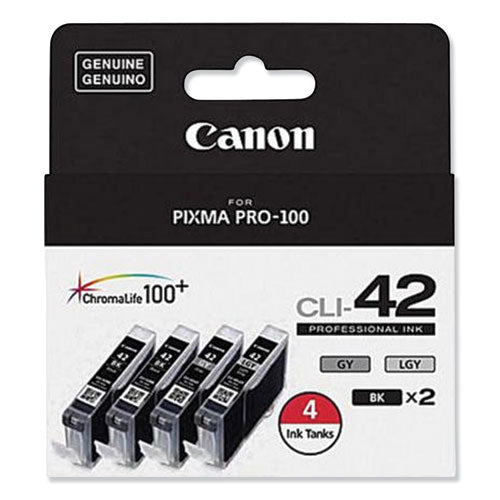 Image of Canon® 6384B008 6384b008 (cli-42) Chromalife100+ Ink, Black/gray/light Gray, 4/pack