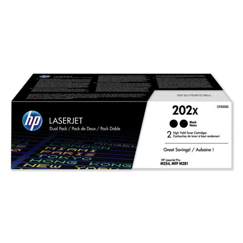 Image of HP CF500XD HP 202x, (cf500x-D) 2-Pack High-Yield Black Original Laserjet Toner Cartridges