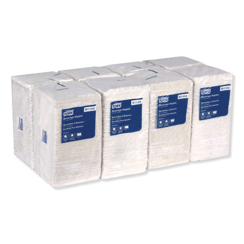 Image of Tork® B1141A Universal Beverage Napkin, 1-Ply, 9.13 x 9.13, 1/4 Fold, Poly-Pack, White, 4,000/Carton