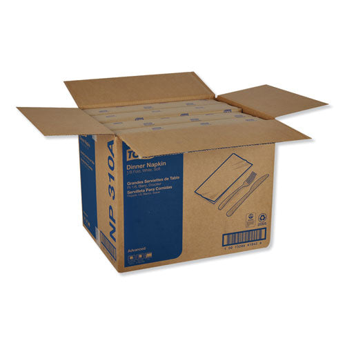 Image of Tork® NP310A Advanced Dinner Napkins, 2-Ply, 15 x 16.25, 1/8 Fold, White, 375/Packs, 8 Packs/Carton