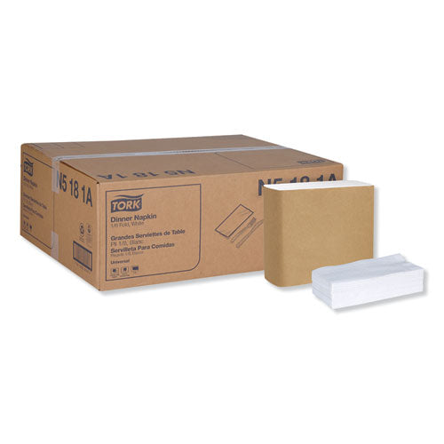 Image of Tork® N5181A Universal Dinner Napkins, 1-Ply, 15 x 17, 1/8 Fold, White, 3000/Carton