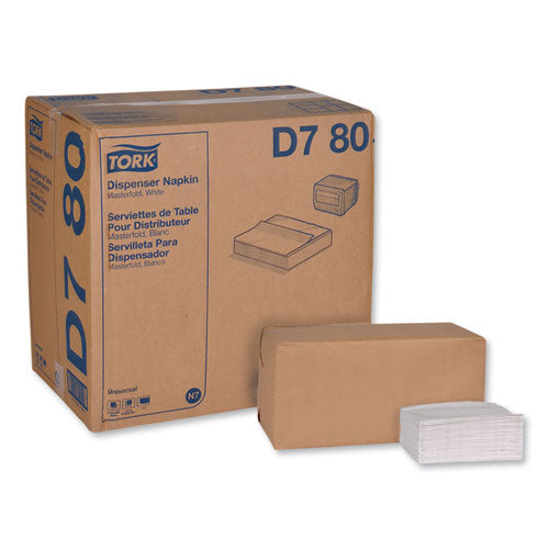 Image of Tork® D780 Universal Masterfold Dispenser Napkins, 1-Ply, 13 x 12, White, 6,000/Carton