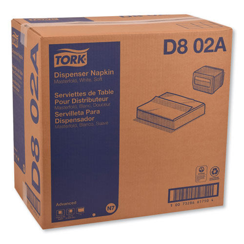 Image of Tork® D802A Advanced Masterfold Dispenser Napkins, 1-Ply, 12 x 17, White, 6,000/Carton
