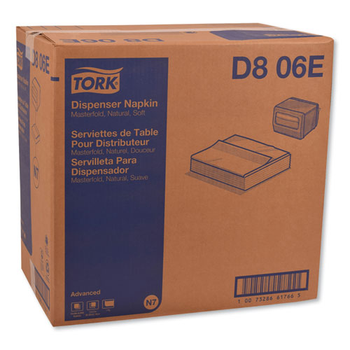 Image of Tork® D806E Advanced Masterfold Dispenser Napkin, 1-Ply, 12 x 17, Natural, 500/Pack, 12 Packs/Carton