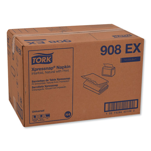Image of Tork® Xpressnap Interfold Dispenser Napkins, 1-Ply, 13 X 8.5, Natural, 500/pack, 12 Packs/carton