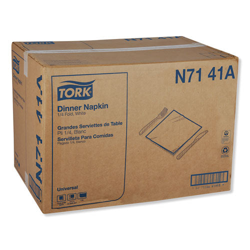 Image of Tork® N7141A Universal Dinner Napkins, 1-Ply, 17 x 17, 1/4 Fold, White, 4008/Carton