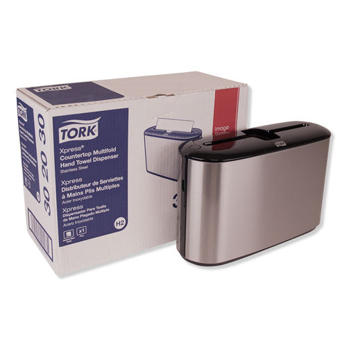 Image of Tork® 302030 Xpress Countertop Towel Dispenser, 12.68 X 4.56 X 7.92, Stainless Steel/black