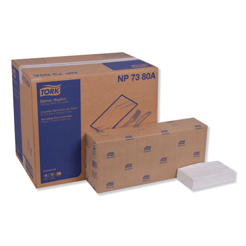 Image of Tork® NP7380A Advanced Dinner Napkin, 3-Ply, 17 x 16.12, 1/8 Fold, White,1,740/Carton