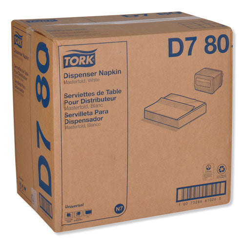 Image of Tork® D780 Universal Masterfold Dispenser Napkins, 1-Ply, 13 x 12, White, 6,000/Carton