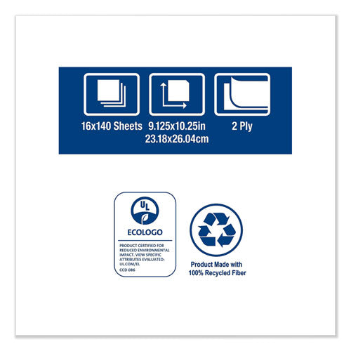 Image of Tork® 192122 Windshield Towel, 2-Ply, 9.13 x 10.25, Blue, 140/Pack, 16 Packs/Carton